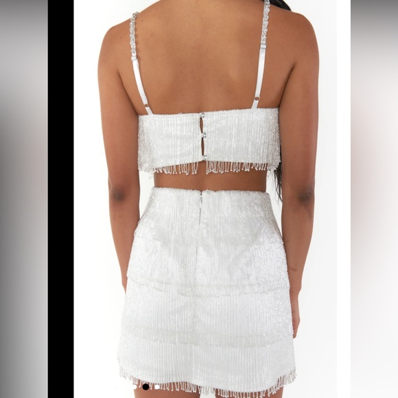 SHOW ME YOUR MUMU Swift Fringe White Beaded Set - Picture 2 of 6